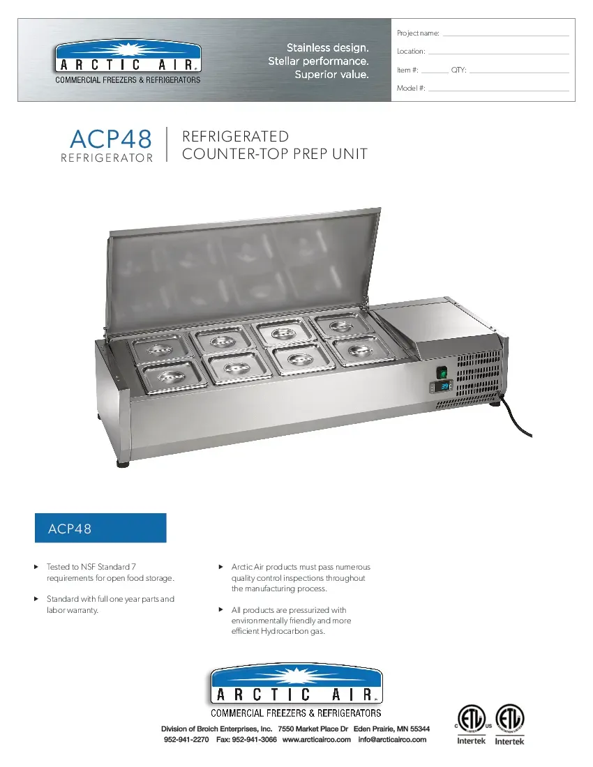 arctic-air-acp48-refrigerated-countertop-pan-rail-115v-specsheet-260726wichyo.pdf