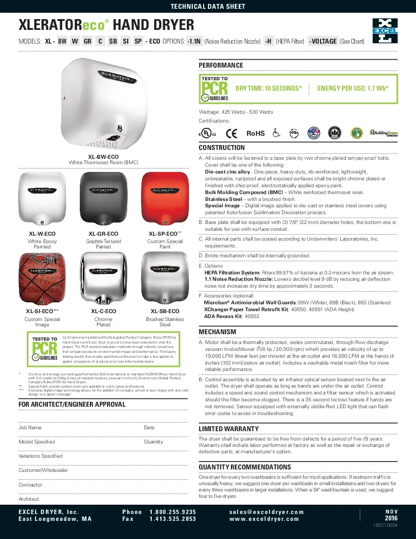excel-dryer-xl-bw-eco-hand-dryer-green-resin-made-in-usa-specsheet-260726zqe8pw.pdf
