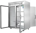Everest Refrigeration ESPT-2G-2S, Upright Reach-In Pass-Thru Refrigerator Glass Front/Solid Rear, 2 Sections, Glass Door
