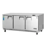 Everest Refrigeration ETBR3, Refrigerator, Undercounter, Reach-In, 115V, 71-1/8" W, Self-Closing Door