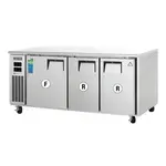 Everest Refrigeration ETRF3, Refrigerator Freezer, Undercounter, Reach-In, 115V, 71-1/8" W, Self-Closing Door