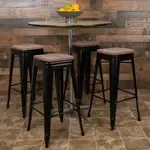 Flash Furniture , 4-ET-31320W-30-BK-R-GG, Restaurant Barstools, Backless, Indoor, Stackable