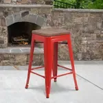 Flash Furniture , CH-31320-24-RED-WD-GG, Restaurant Barstools, Backless, Indoor, Stackable
