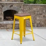 Flash Furniture , CH-31320-24-YL-WD-GG, Restaurant Barstools, Backless, Indoor, Stackable