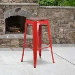 Flash Furniture , CH-31320-30-RED-WD-GG, Restaurant Barstools, Backless, Indoor, Stackable