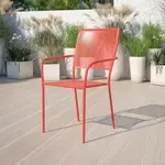 Flash Furniture , CO-2-RED-GG, Indoor Outdoor Chairs, Square, Stackable, Coral
