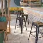 Flash Furniture ET-BT3503-30-BK-GG, Indoor Outdoor Barstools, Stackable, Black, Industrial