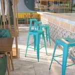 Flash Furniture ET-BT3503-30-CB-GG, Indoor Outdoor Barstools, Stackable, Blue, Industrial
