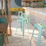 Flash Furniture ET-BT3503-30-MINT-GG, Indoor Outdoor Barstools, Stackable, Green, Industrial