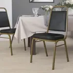 Flash Furniture FD-BHF-1-ALLGOLD-BK-GG, Banquet/Church Stack Chairs, Stackable, Black, 500 Lb. Weight Capacity