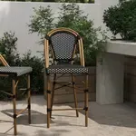 Flash Furniture , SDA-AD642001-CS-BKWH-NAT-GG, Indoor Outdoor Barstools, Stackable, Fade Resistant, Black