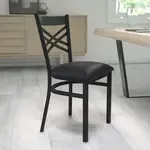 Flash Furniture XU-6FOBXBK-BLKV-GG, Restaurant Chairs, Cross Back, Upholstered, Black