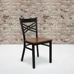 Flash Furniture XU-6FOBXBK-CHYW-GG, Restaurant Chairs, Cross Back, Black, 500 Lb. Weight Capacity