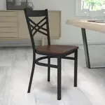 Flash Furniture XU-6FOBXBK-MAHW-GG, Restaurant Chairs, Cross Back, Black, 500 Lb. Weight Capacity