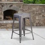 Flash Furniture XU-DG-TP0004-24-GG, Restaurant Barstools, Backless, Stackable, 500 Lb. Weight Capacity