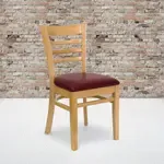 Flash Furniture , XU-DGW0005LAD-NAT-BURV-GG, Restaurant Chairs, Ladder Back, Upholstered, Burgundy