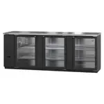 Hoshizaki BB95-G, Bar Refrigerator, 3 Swinging Glass Doors, 115V, 95-1/2" W, Hinged Glass Doors
