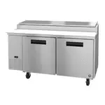 Hoshizaki PR67A, Refrigerated Counter, Pizza Prep Table, (9) 1/3 Pan, 2 Doors, Adjustable Shelves