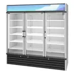 Hoshizaki RM-65-HC, Refrigerator, Merchandiser, Hinged Doors, Three-Section, Silver