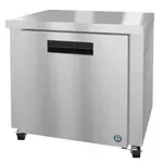 Hoshizaki UR36B, Refrigerator, Undercounter, Reach-In, 36" W, Solid Hinged Door, Self-Contained