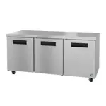 Hoshizaki UR72B, Refrigerator, Undercounter, Reach-In, 72" W, Solid Hinged Door, Self-Contained