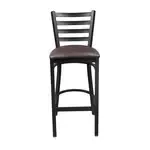JustChair Manufacturing M20130-BLK-PS-GR1, Bar Stool, Indoor, Ladder Back, Upholstered, Black