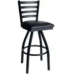 JustChair Manufacturing M20130-SWL-BLK-PS-BVS, Bar Stool, Swivel, Indoor, Ladder Back, Upholstered, Black